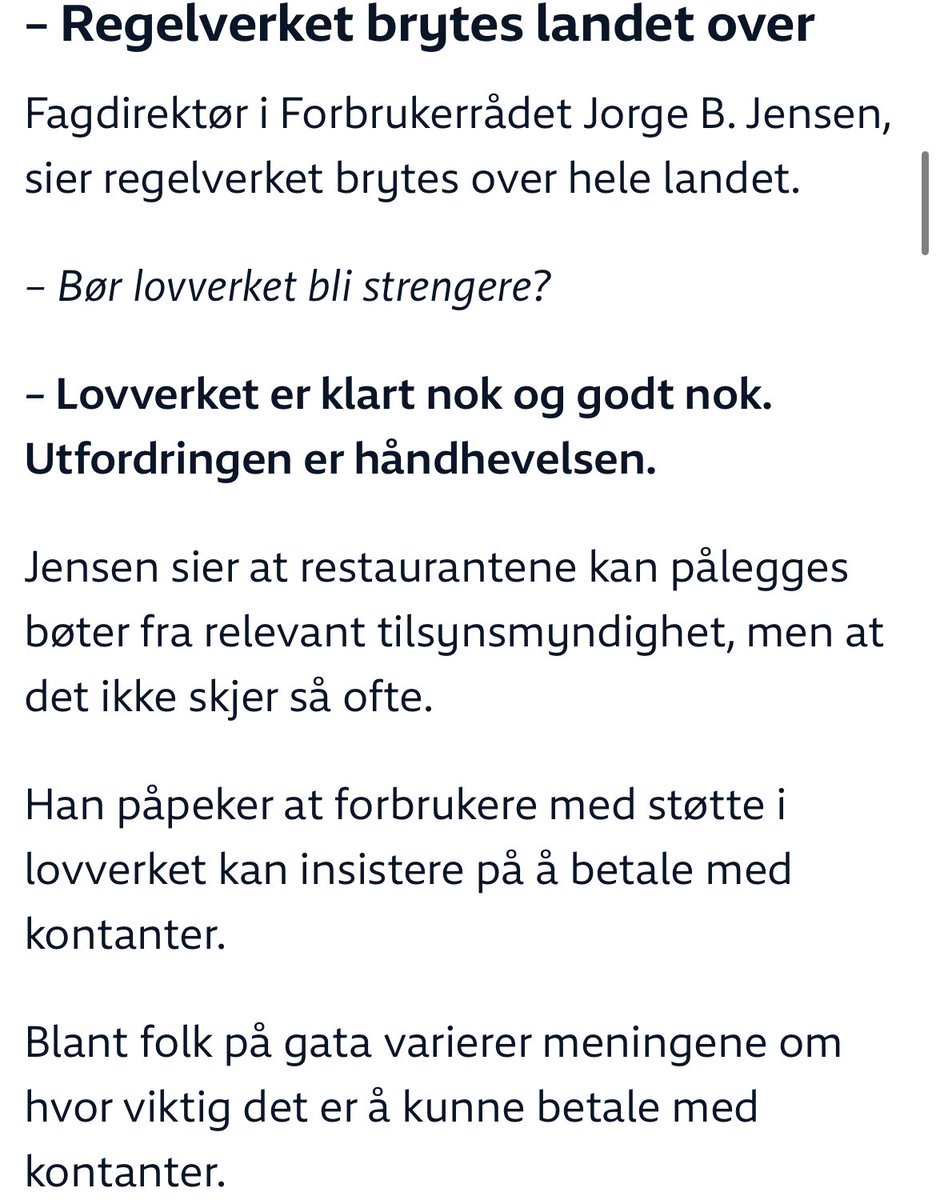 JAtilkontanter's tweet photo. Butikker og restauranter kan ikke nekte deg å betale med kontanter ifølge @Forbrukerradet , @Forbrukertilsyn og @Justisdep 

Nå må de som bryter loven sanksjoneres, slik de gjør i Danmark @KToppe og @EngerMehl 

Kilder: https://t.co/Ue06cYlJ8j

https://t.co/eYfKkYIjtt https://t.co/PZHBuaGDuf