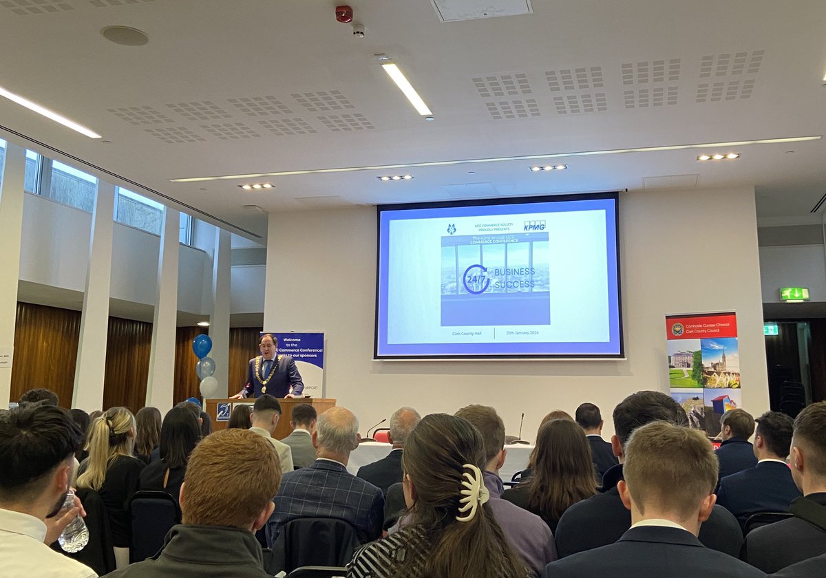 We’re delighted to be attending the UCC Commerce Conference today at Cork County Hall <a href="/ucccommsoc/">UCC Commerce Society</a>