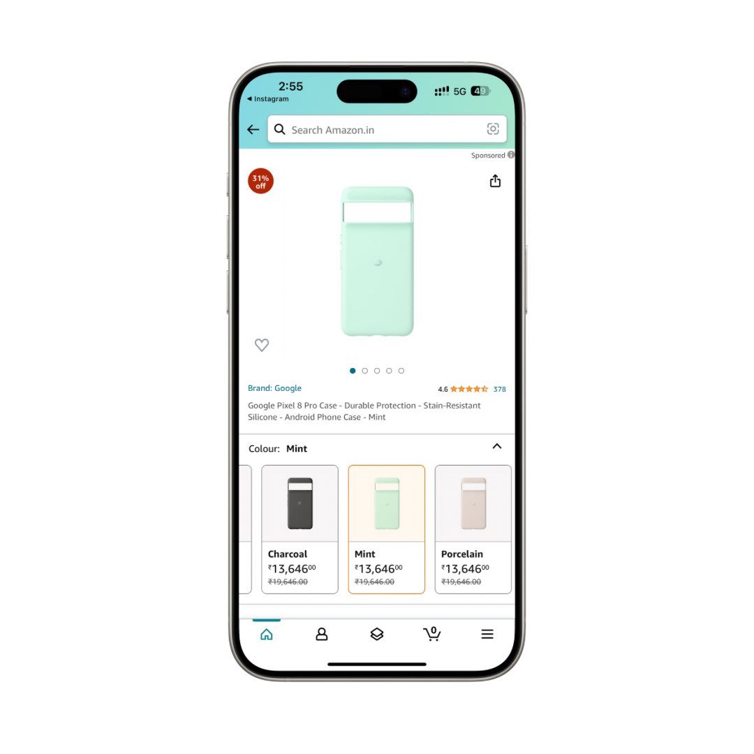 undefiledtech's tweet photo. Google Pixel 8 Pro Official Cases are selling at Rs 13,646 on Amazon.

And also the New Pixel 8 Pro Mint colour is available to buy.
But imagine the price is listed on Amazon for Case.
And 378 People rated also.

Is anyone interested 😂 to buy?
Link - https://t.co/j72GuooicB https://t.co/IwFqGWuYNa