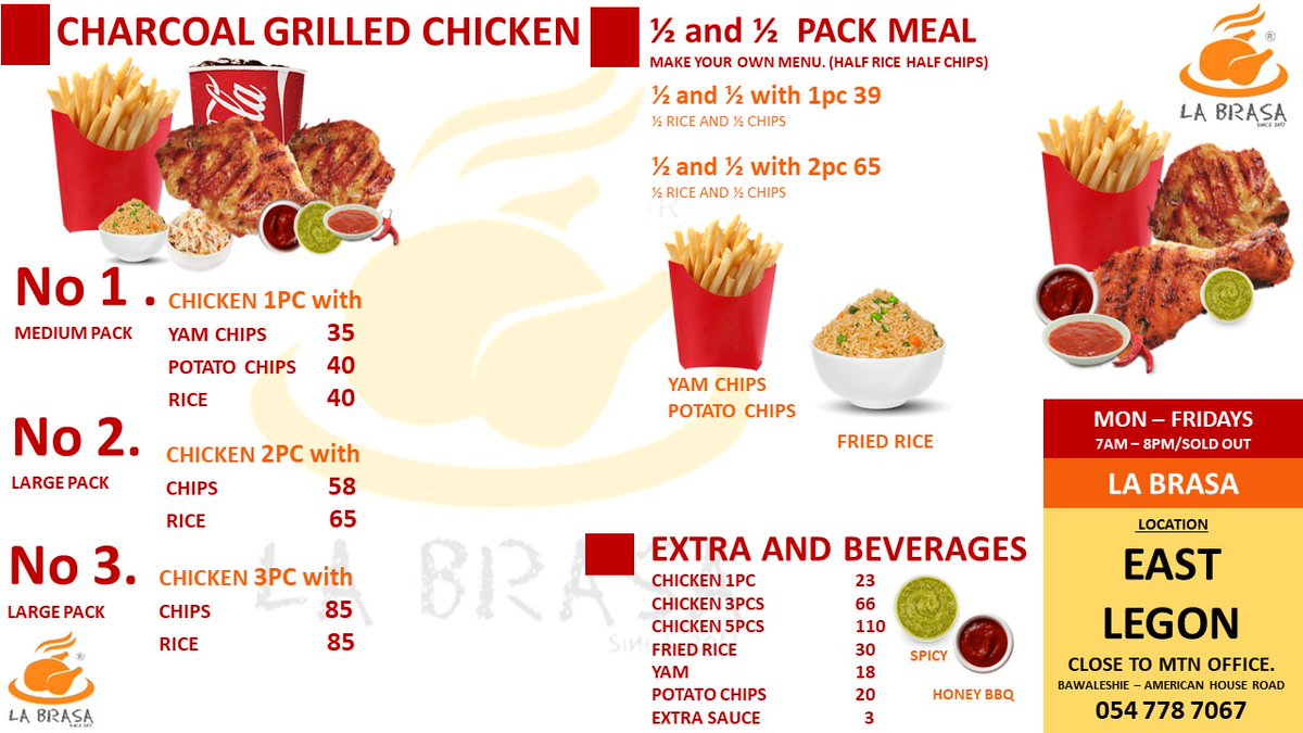 LaBrasa6's tweet photo. Our Menu
Charcoal Grilled Chicken 
Starting 35ghc 054 77 87 067 https://t.co/rtNlQVLWf3
