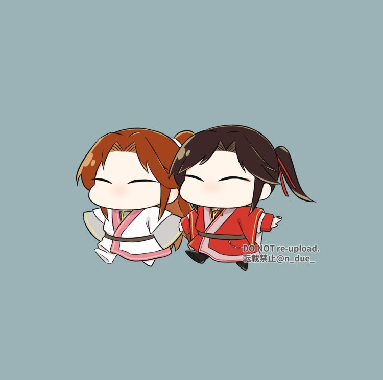 chibi hanfu chinese clothes robe closed eyes ponytail black hair  illustration images