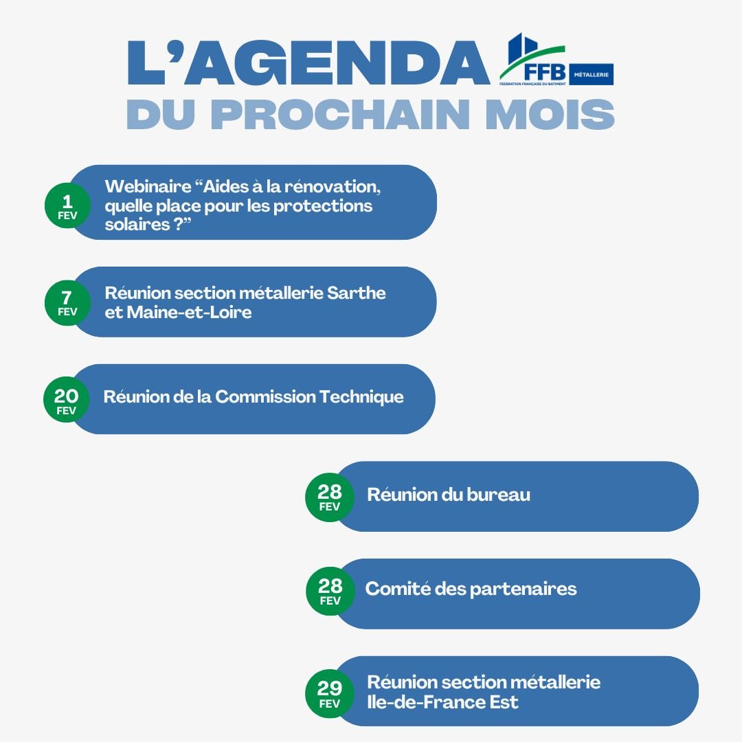 UnionMetalliers's tweet photo. [AGENDA 📅] Découvrez l'agenda de l'Union des métalliers pour le mois prochain.

Ne manquez pas nos rendez-vous !

#agenda #evenements #webinaire #réunions https://t.co/t3Aobq1RNy