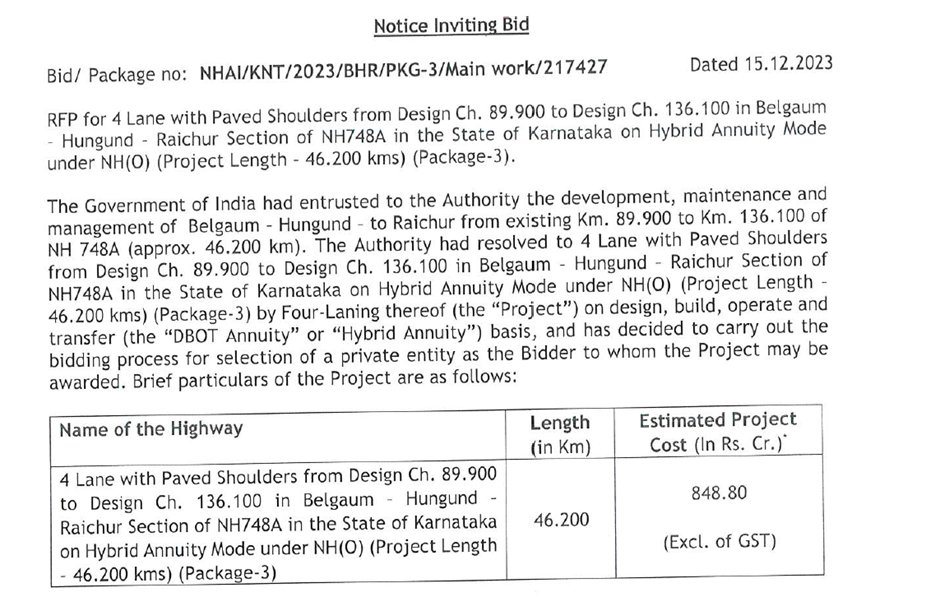 grahakara's tweet photo. #Bharatmala
Tenders worth Rs3396 Cr called for 4 laning of 186Kms b/w #Belagavi-#Hungund in 4 packages.
This Highway is part of #Panaji- #Belagavi-#Raichur-#Hyderabad Economic Corridor
@nitin_gadkari @bhagwantkhuba @MangalSAngadi @mprajaanaik @NHAI_Official https://t.co/Z69ttjbgKK