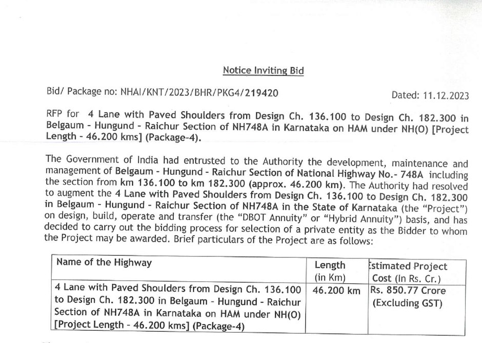grahakara's tweet photo. #Bharatmala
Tenders worth Rs3396 Cr called for 4 laning of 186Kms b/w #Belagavi-#Hungund in 4 packages.
This Highway is part of #Panaji- #Belagavi-#Raichur-#Hyderabad Economic Corridor
@nitin_gadkari @bhagwantkhuba @MangalSAngadi @mprajaanaik @NHAI_Official https://t.co/Z69ttjbgKK