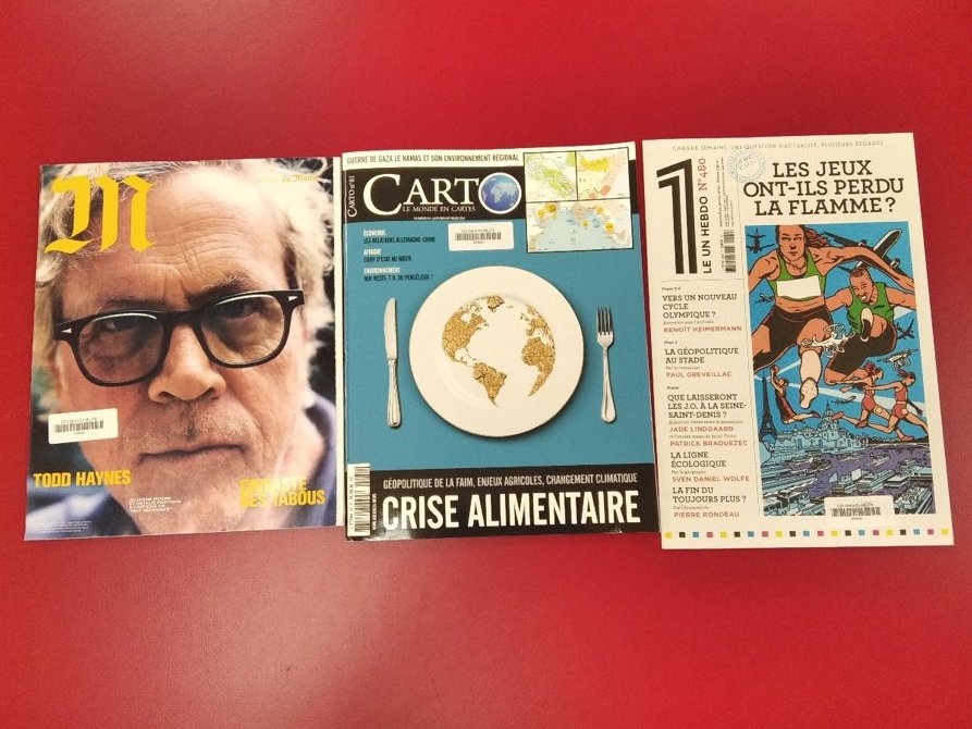 A lire au CDI📰: #presse 
👉M. Le magazine du Monde, n°644
👉Carto, n°081
👉Le 1, n°480