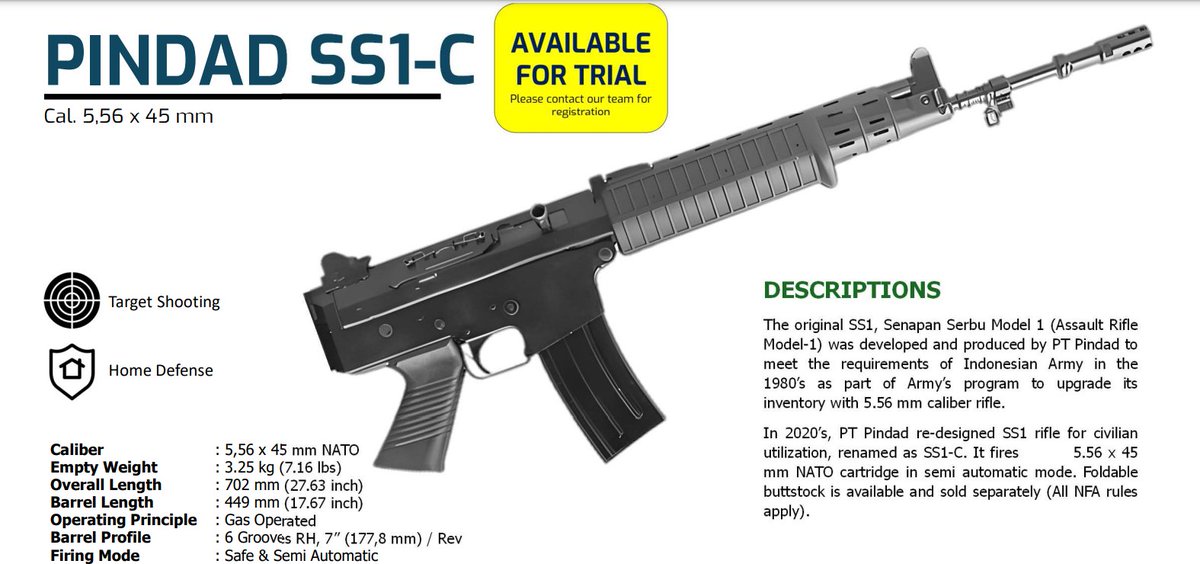 giojaifojsiada's tweet photo. Pindad SS1-C (Civilian) variant SS1 untuk penggunaan sipil 

akhirnya pindad ekspansi ke pasar civilian us koawkoawkowa 🤣 https://t.co/z1MIUvLRMg