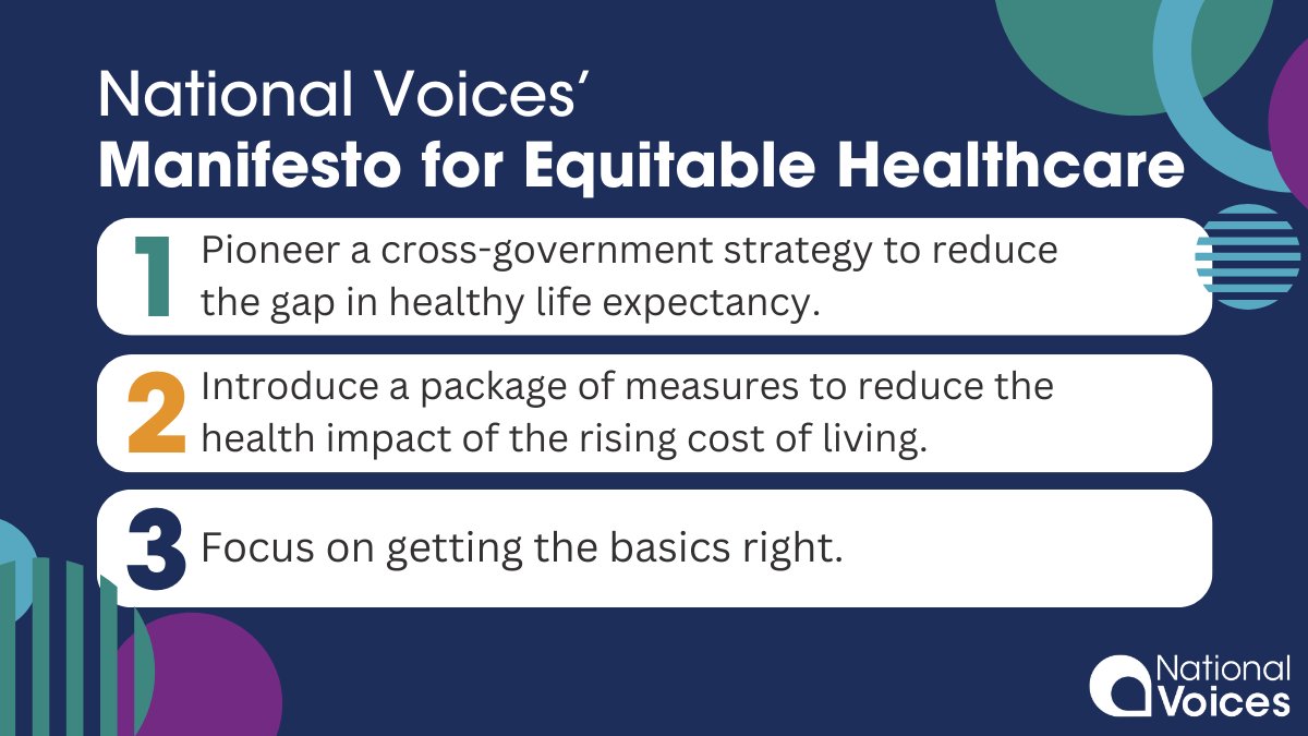 Thread 🧵 In what is very likely to be an election year, we are excited to share National Voices’ Manifesto for Equitable Healthcare 📃 👇 bit.ly/3StCvAZ