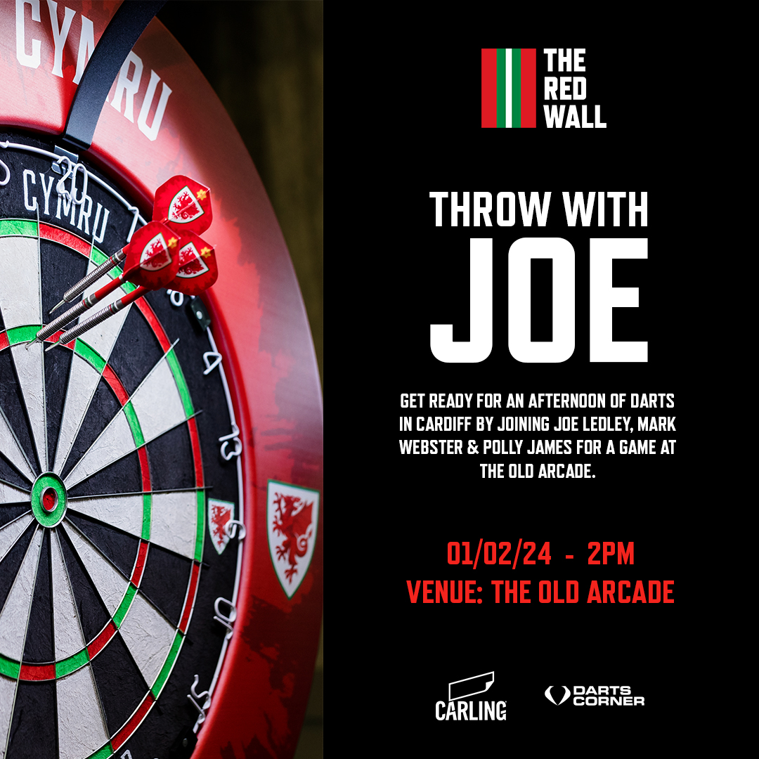 RED WALL EVENT 🏴󠁧󠁢󠁷󠁬󠁳󠁿🎯 Join @joe16led, @Webby180 and @PollyJames next Thursday at the @TheOldArcade for a game of arrows before the opening night of the Premier League in Cardiff. Prizes from @DartsCorner and @carling Official Cymru Darts: dartscorner.co.uk/collections/wa… #GameOn