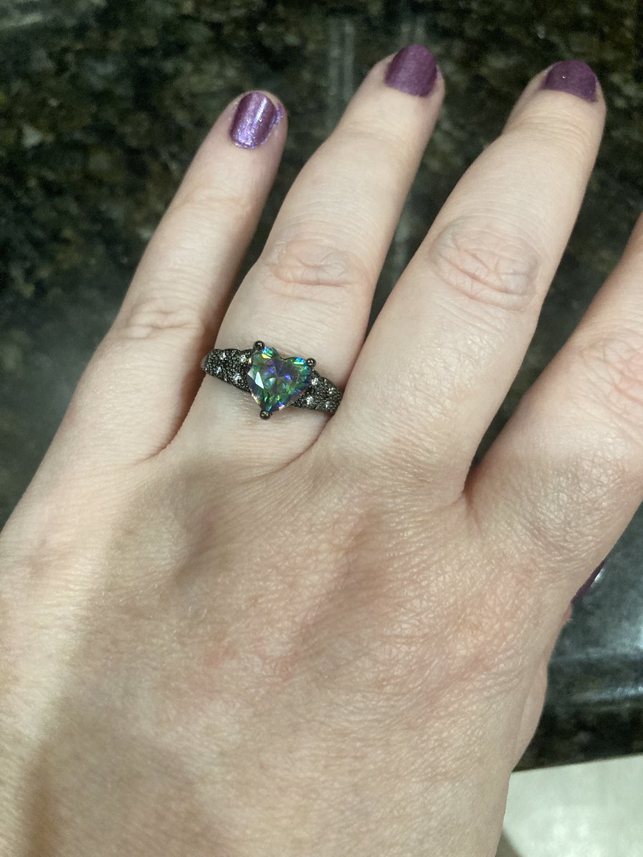 Engagement ring #1. My alters could not decide on one so we are getting multiple & will switch. At least we decided on one wedding band though! Wes proposed over the holidays. 💜 Wedding is likely sometime in October.