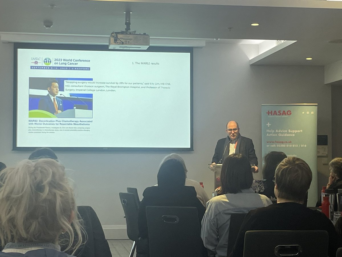 David Waller leading thoracic surgeon interprets the outcome of #MARS2 radical surgery trial for #mesothelioma at the <a href="/Team_HASAG/">HASAG Asbestos Disease Support</a> Clinical Study Day