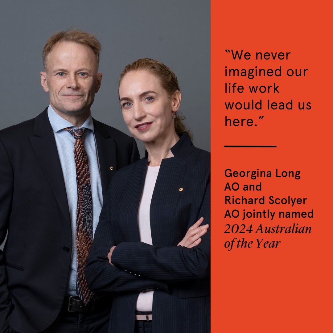 Congratulations to @ProfGLongMIA AO and @ProfRScolyerMIA AO, from @Sydney_Uni and co-medical directors of @MelanomaAus, who have been jointly named 2024 @ausoftheyear for their life-saving melanoma work. Learn more: sydneyuni.co/48KkuEg #LeadershipForGood #USYD #AusoftheYear