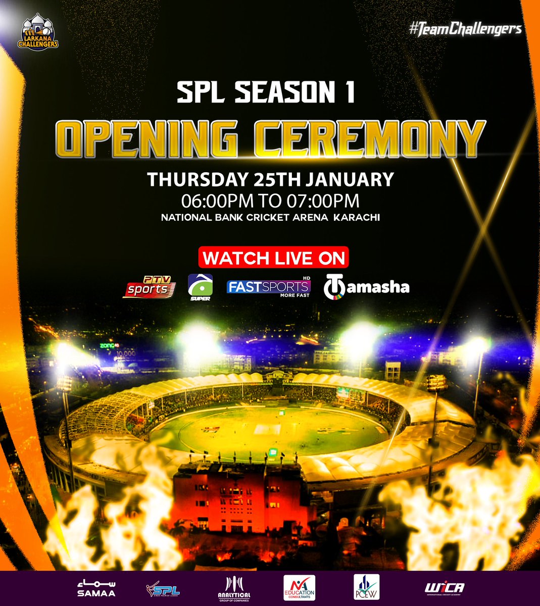 SPL will lit up tonight 🎆

Join into witness epic opening ceremony

#LarkanChallengers #TeamCahllengers #SPLSeason1 #ZKBSPL #SindhPremierLeague