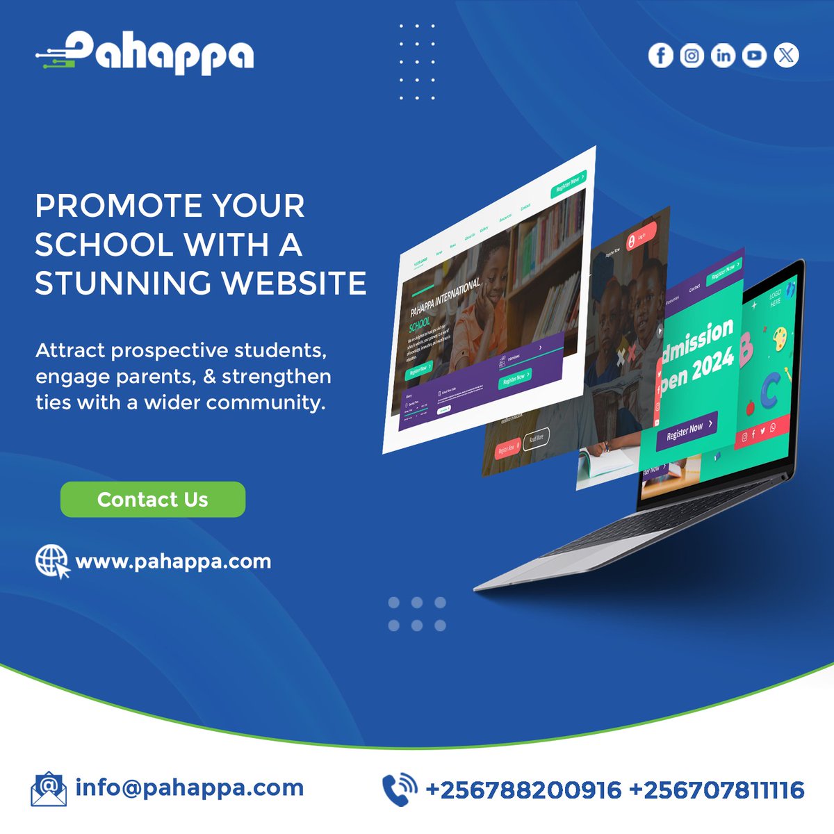 Promote your school with a stunning website. Our expert team crafts online experiences that go beyond aesthetics, empowering you to showcase achievements, share updates, & connect with your community effortlessly.

Contact us: pahappa.com/website-design/

 #SchoolWebsite #pahappa