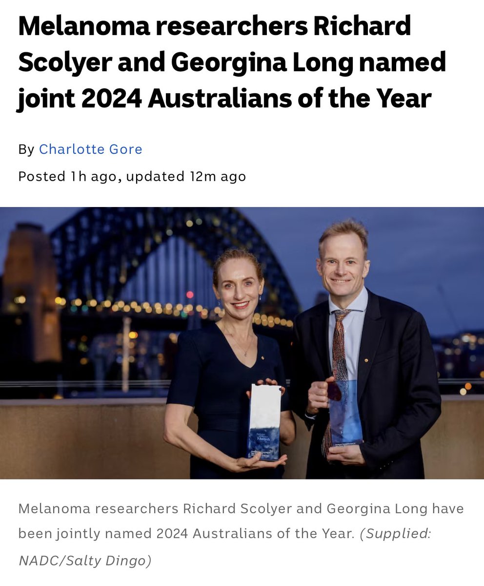 If only we could all act with integrity, vision, dedication, and courage in the face of great challenges and adversity. I’m so proud to be a friend of Prof. Richard Scolyer and so moved to see our government acknowledge the work of the Melanoma Institute Australia.