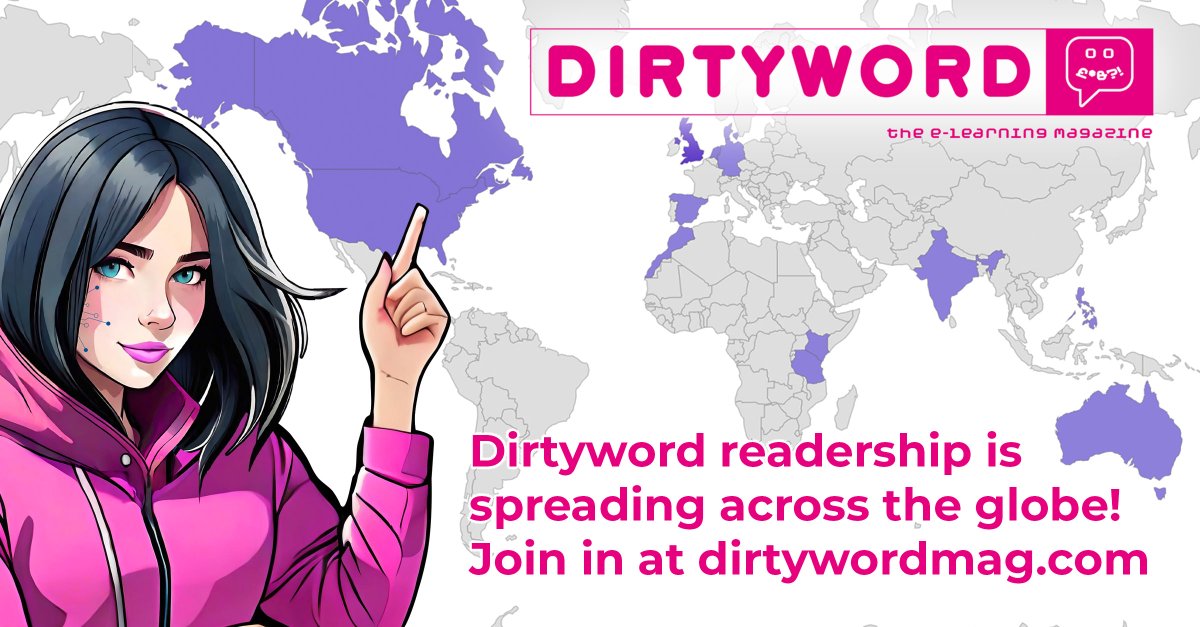 Dirtyword_Mag's tweet photo. Amazing to see Dirtyword being read in so many countries after just 1 week - can't wait to see the whole map turn purple! https://t.co/UhHIbjmjt8 #elearning #onlinetraining #learninganddevelopment https://t.co/JujCweopX1