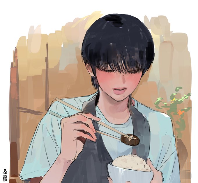 「何かを持っている 茶碗」のTwitter画像/イラスト(新着)