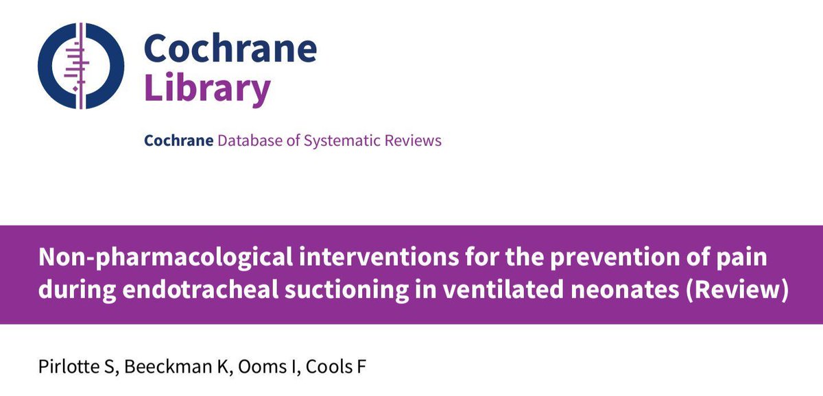 Medicine‐free management of #neonate #pain during endotracheal suctioning 👶 📚 🔍 This @CochraneNeonate @#SystematicReview looked at the evidence from 8 studies w 386 #infants assessing 6 different ways of reducing pain. buff.ly/4b00a3d