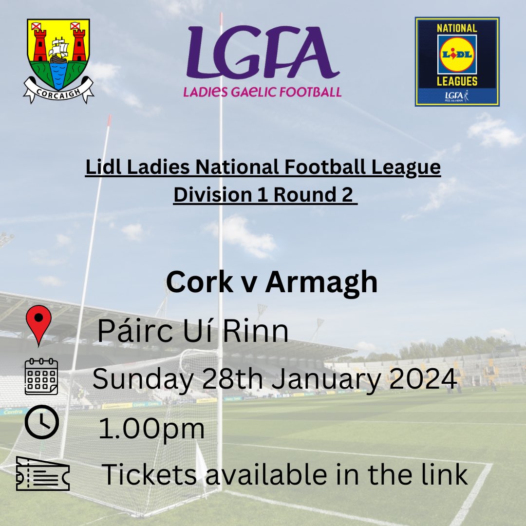 🏐 @lidlireland Ladies NFL🏐 Div 1 Rd 2 Wishing the players and management the best of luck 🙌🔴⚪️ 🎟️ universe.com/events/lidl-la… @SuperValuIRL @PlayrFit @MunsterLGFA @LadiesFootball #CorkLGFA #lgfa #ProperFan #SeriousSupport