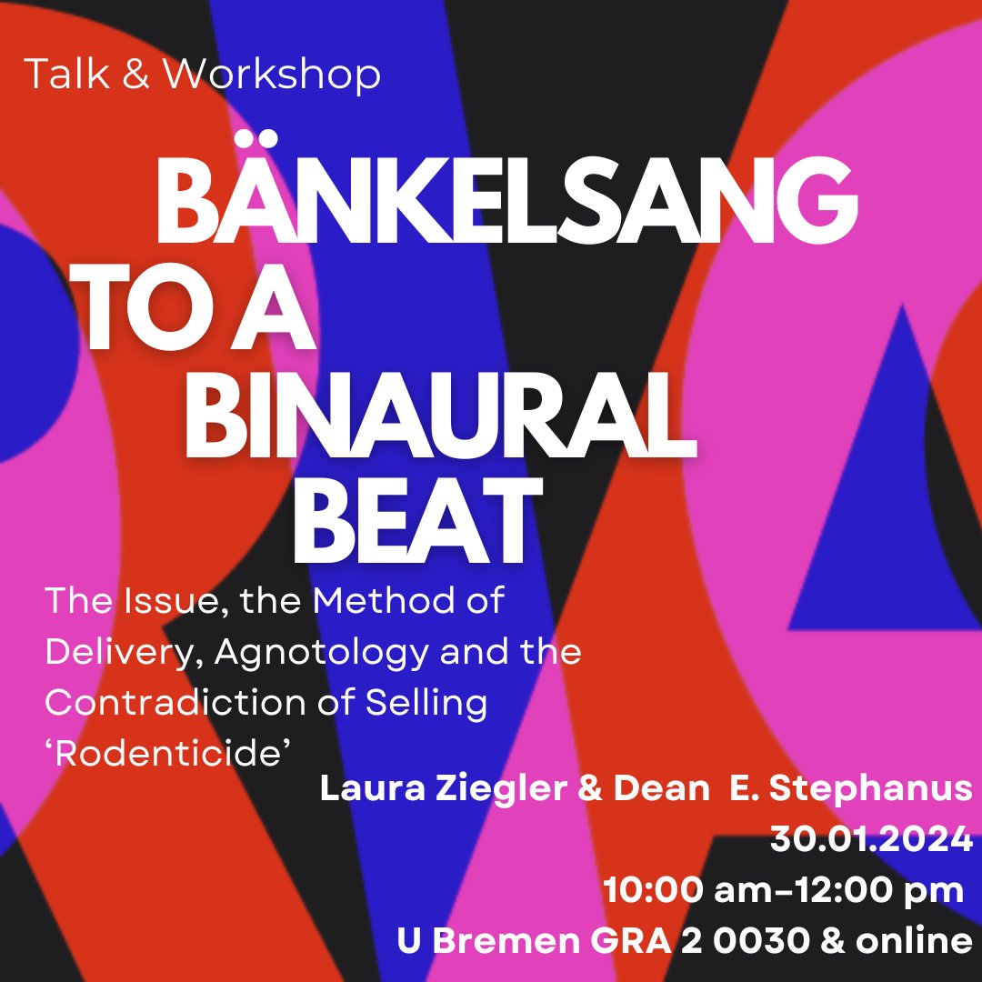 Contradiction Studies (@grk2686) on Twitter photo 📆We are pleased to announce this exciting talk & workshop with Laura Ziegler and Dean E. Stephanus, organized by our fellow Helen Stephan. Join us on January 30th, 10 am – 12 pm or via online participation. Get access to the zoom link on our website: contradictionstudies.uni-bremen.de/en/events/baen… 📆We are pleased to announce this exciting talk & workshop with Laura Ziegler and Dean E. Stephanus, organized by our fellow Helen Stephan. Join us on January 30th, 10 am – 12 pm or via online participation. Get access to the zoom link on our website: contradictionstudies.uni-bremen.de/en/events/baen…