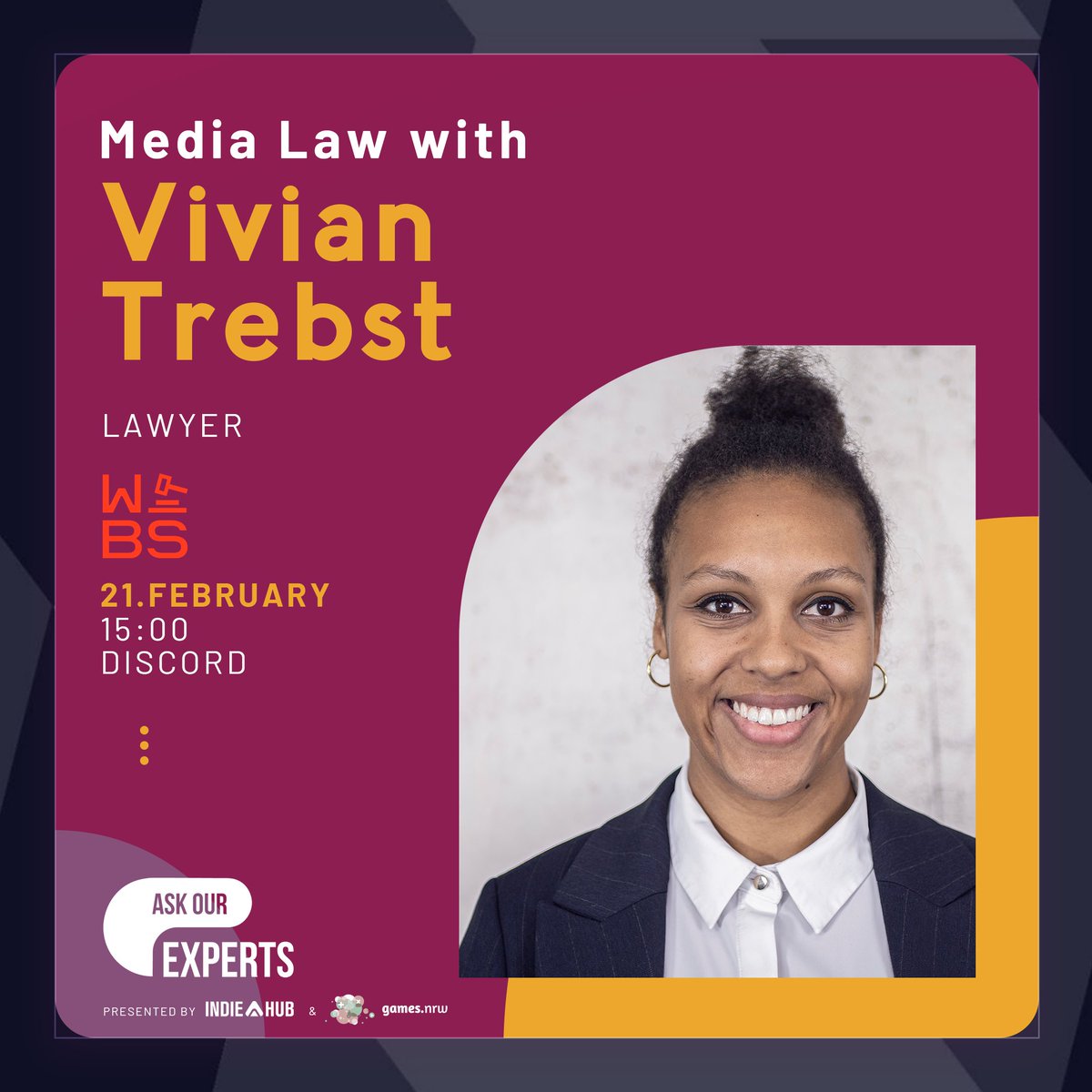 First #AskOurExperts 2024 with Vivian &amp; Renate from WBS LEGAL. 👩‍⚖️
They will answer your questions about #medialaw and #legal issues.   

🖥 discord.indiehub.de 
📷 21. February at 15:00 CET   

The subject will focus on German law.   
AOE is carried out with <a href="/GamesNRW/">games.nrw</a>