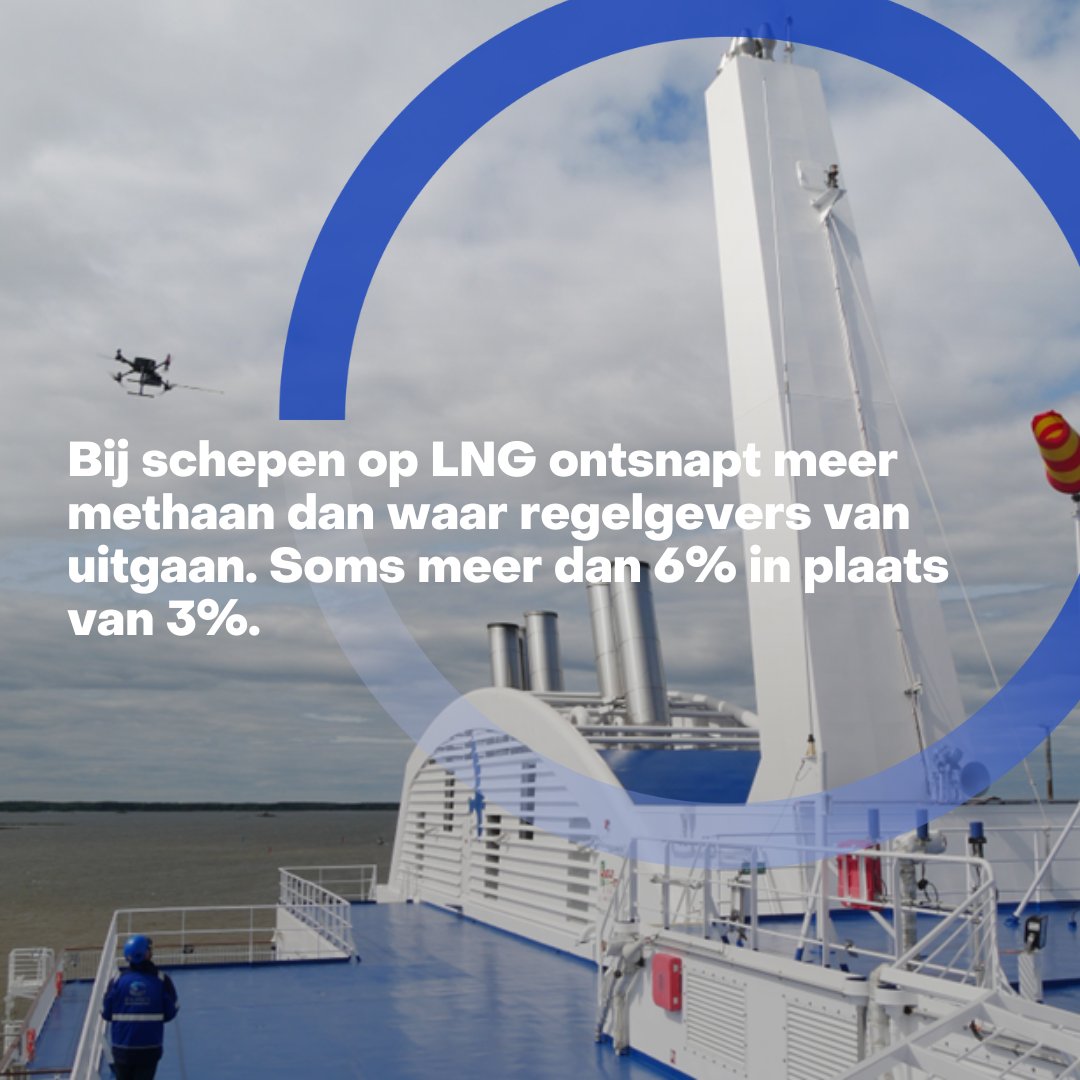 Volgens nieuwe bevindingen van het FUMES-project van @theicct, @UAVExplicit and @TNO_nieuws gaan regelgevers uit van te lage waarden voor de methaanslip van het meest gangbare type LNG-motor. Lees de bevindingen > tno.to/evn #TNO #FUMES #DuurzameScheepvaart