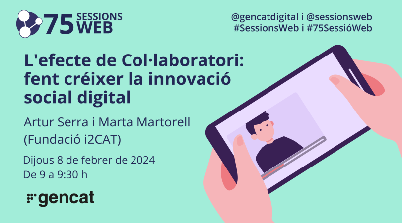 ictlogist's tweet photo. L’efecte de Col·laboratori: fent créixer la innovació social digital
Amb @arturserra i @MartorellMarta
🗓️08/02/2024, 09:00h
✍️Inscripcions: https://t.co/5tKi8EkUoS
#SessionsWeb #75SessióWeb https://t.co/1bXD9u7BEW