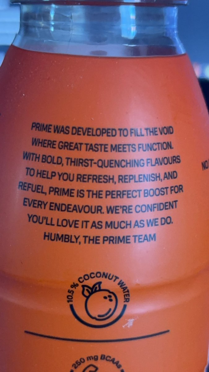 loopiealt's tweet image. I collect Prime bottles and found it funny how horribly translated their description is on the French version. (left) 

and the right side is what it’s supposed to say.