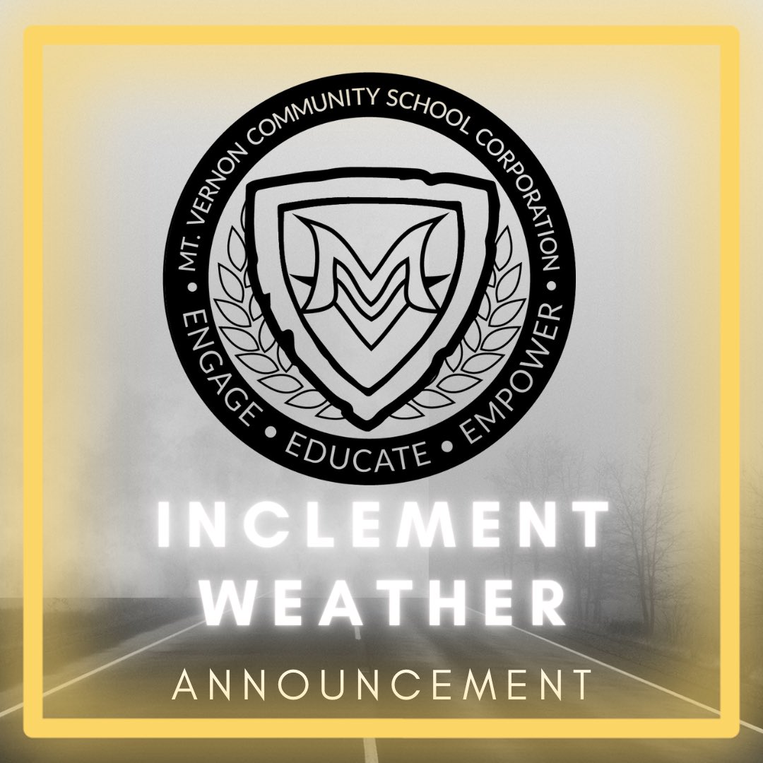 Due to dense, patchy fog, Mt. Vernon Schools will be on a two-hour delay for Thursday, January 25. For details about how school delay decisions are made, see mvcsc.k12.in.us/parents/school…