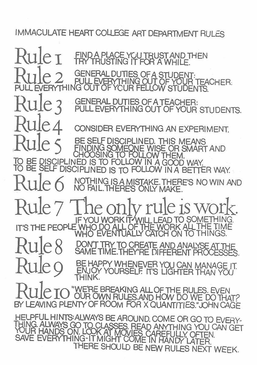 martimunozz's tweet photo. sister corita’s art department rules https://t.co/69LoWNzcMf