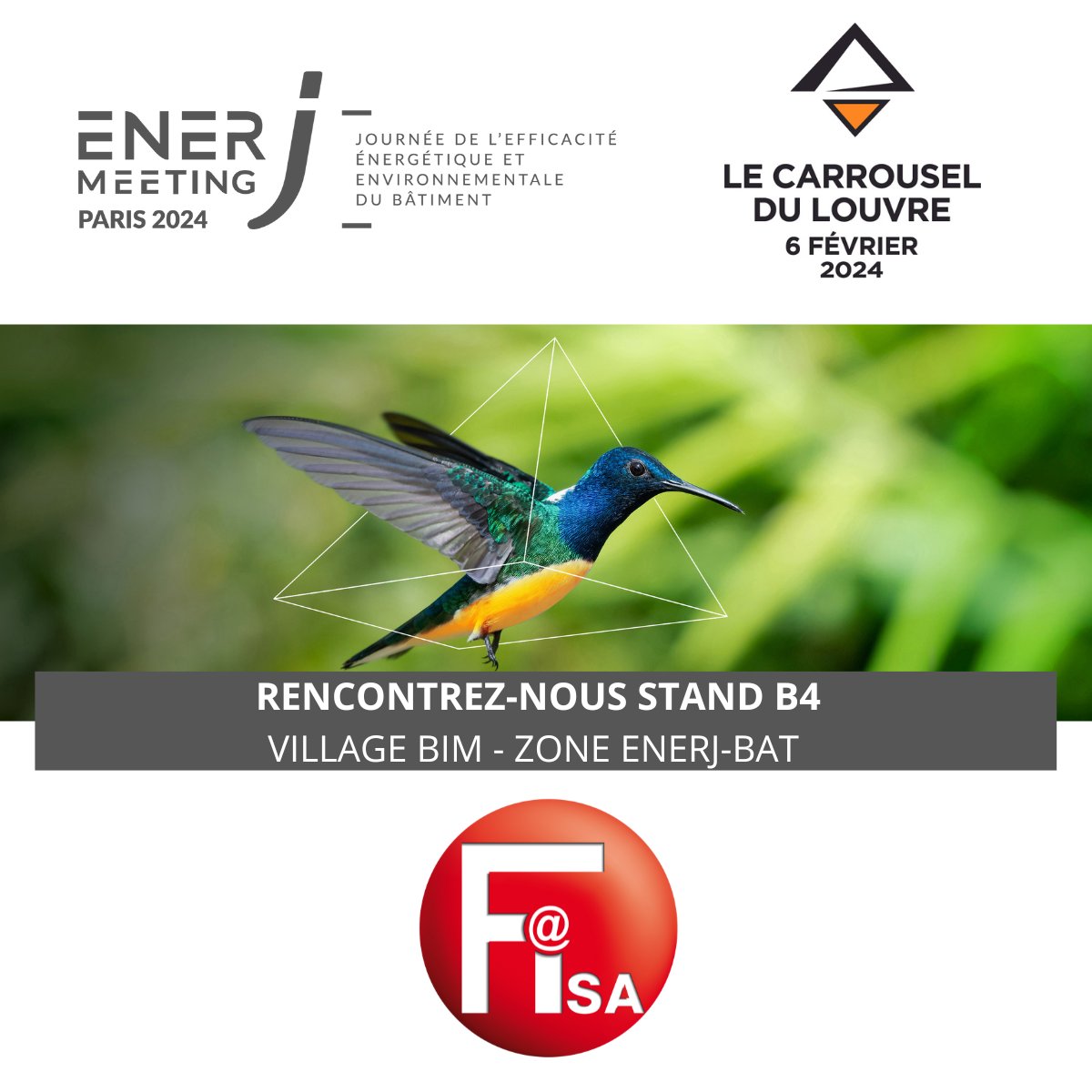 Fisa_News's tweet photo. Rendez-vous à EnerJ-meeting Paris, la journée dédiée à l'efficacité énergétique et environnementale dans le bâtiment.

📍 Stand B4 - Zone ENERJ-BAT
Mardi 6 février 2024 de 8h30 à 19h30
Carrousel du Louvre - Paris https://t.co/MpJloEZKsp