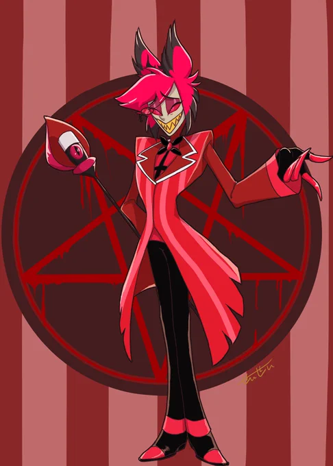 いちごの悪魔さんに狂ってしまいますよ…! #HazbinHotelAlastor #ハズビンホテル