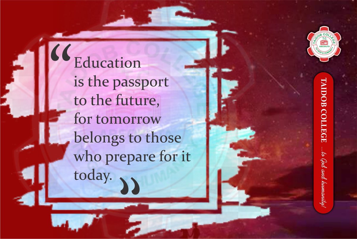 Education is KEY. 
-Key to what door?
Come to TAIDOB COLLEGE, where we unlock potentials.

With this, we welcome you all, once again.

#TaidobCollege
#BroadConcept
#ToGodandhumanity