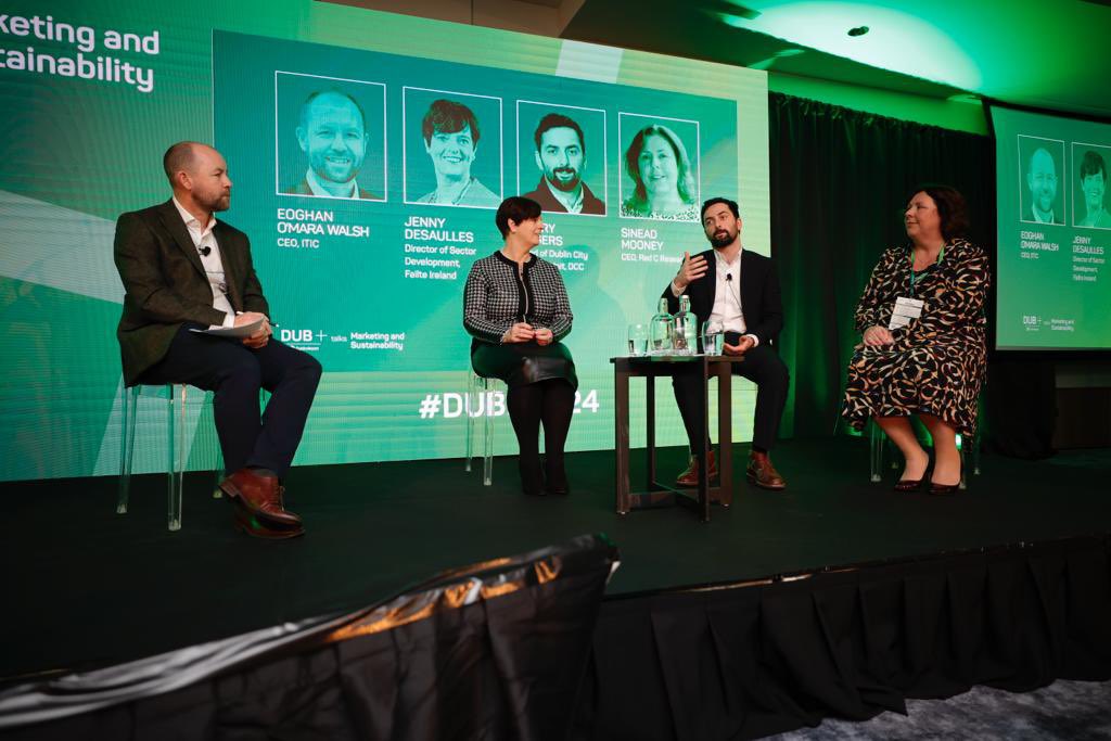 Engaging in a dynamic panel discussion on "Exploring the Dynamics of Sustainable Tourism in Ireland". 

Insights flowing from Eoghan O'Mara Walsh (ITIC), Jenny deSaulles (Failte Ireland), Barry Rogers (Dublin City Tourism) and Sinead Mooney (Red C Research). 

#DUBPlus24