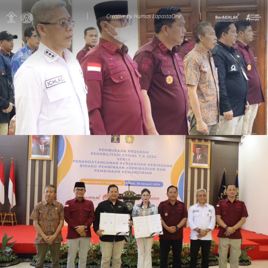 Lapastaone01's tweet photo. Lapas Kelas I Tangerang Kemenkumham Banten mengadakan beberapa kegiatan antara lain adalah penandatangan perjanjian kerja sama, penandatanganan perjanjian kerjasama bidang kepribadian pelatihan kemandirian dan pembukaan program Rehabilitasi (25/11/2024). https://t.co/LlNxWcXLZY