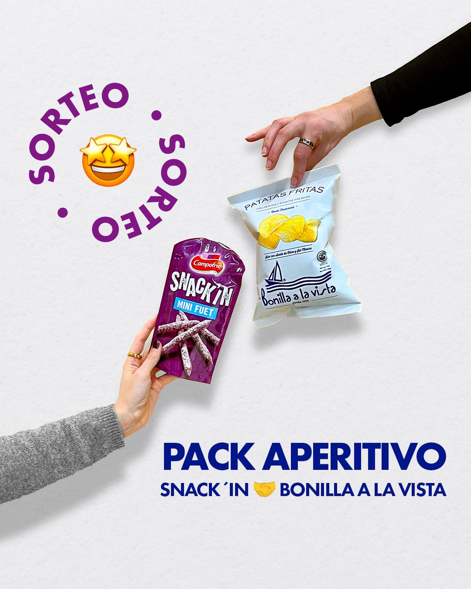 Campofrío España (@campofrio_es) on Twitter photo 📣SORTEO MESAS MUY NUESTRAS✌️ ¡Snack’IN x Bonilla a la vista! ¿Tienes ganas de tomarte un buen aperitivo?🤩
1️⃣Menciona al colega con quien compartirás este aperitivo
2️⃣RT a este post
3️⃣ Follow <a href="/Campofrio_es/">Campofrío España</a> <a href="/BonillaalaVista/">Bonilla a la Vista</a>
Activo hasta el 31/01 a las 23:59h🍀
¡MUCHA SUERTE!🤞 📣SORTEO MESAS MUY NUESTRAS✌️ ¡Snack’IN x Bonilla a la vista! ¿Tienes ganas de tomarte un buen aperitivo?🤩
1️⃣Menciona al colega con quien compartirás este aperitivo
2️⃣RT a este post
3️⃣ Follow <a href="/Campofrio_es/">Campofrío España</a> <a href="/BonillaalaVista/">Bonilla a la Vista</a>
Activo hasta el 31/01 a las 23:59h🍀
¡MUCHA SUERTE!🤞