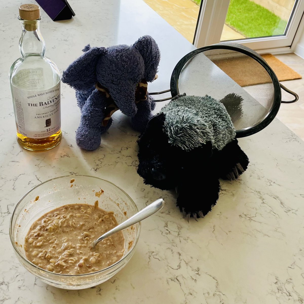 Fuelling up on oats before we go haggis hunting 🏴󠁧󠁢󠁳󠁣󠁴󠁿 Got bait but think we’re going to need a bigger net🤔