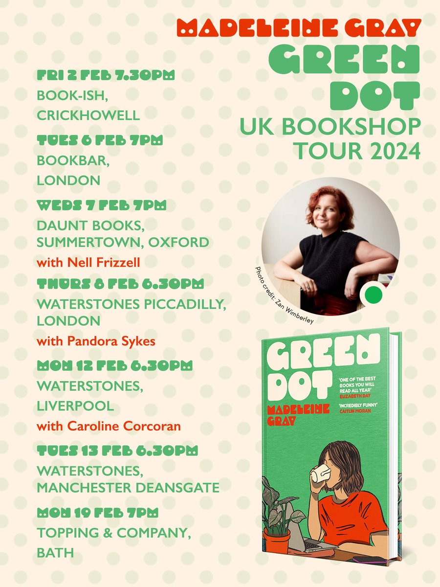 wnbooks's tweet photo. 🟢 Book of the moment, GREEN DOT author @gray_madeleine_ is heading out on a bookshop tour of the UK! 🟢

Some events are already sold out so book now to secure your spot!

#GreenDot #BookTour

Links in thread ⬇️ https://t.co/pcsWLDwCK7