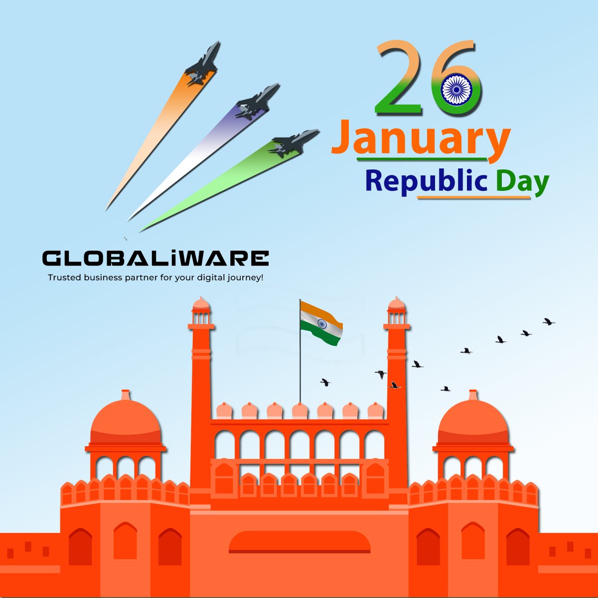 globaliware's tweet photo. May Republic Day infuse every heart with great spirits and love for all. 
Wishing a very Happy Republic Day to everyone celebrating. 🇮🇳💗 #republicday #republicday2024 #globaliware https://t.co/c5oo5lnEOp
