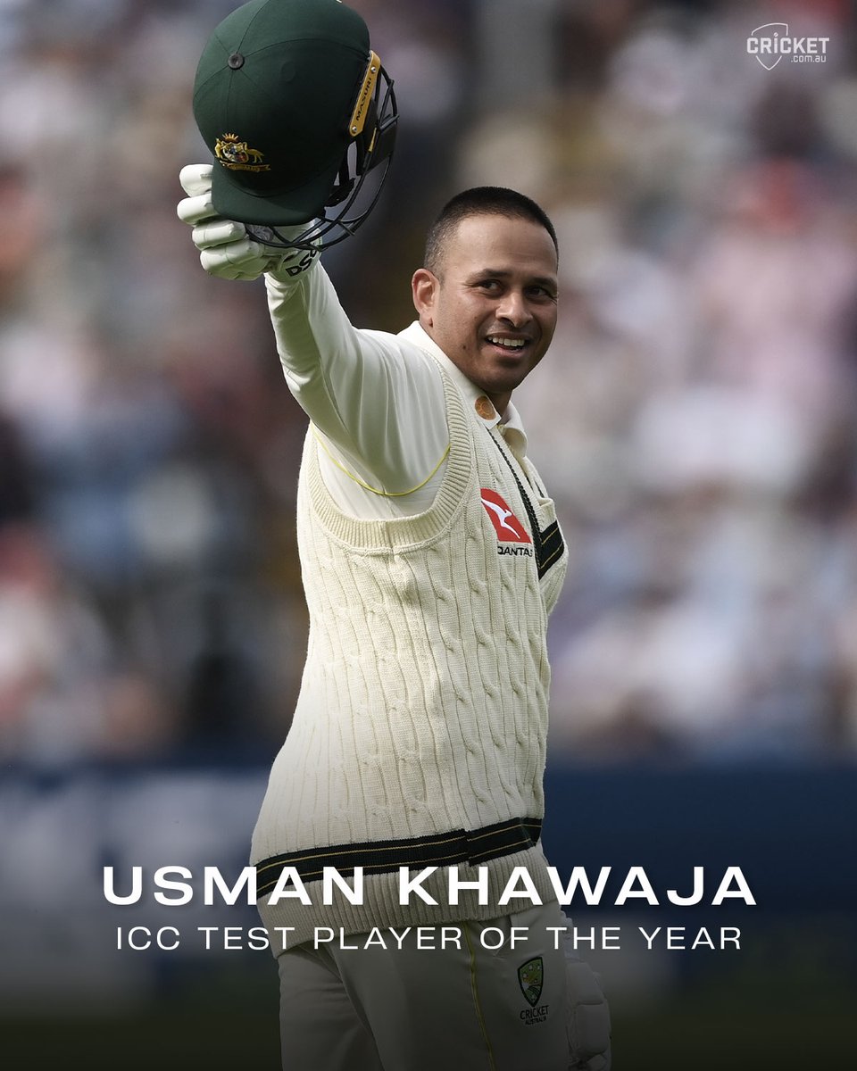 Usman khawaja ICC test player of the year .
#usmankhawaja 
#australiacricket