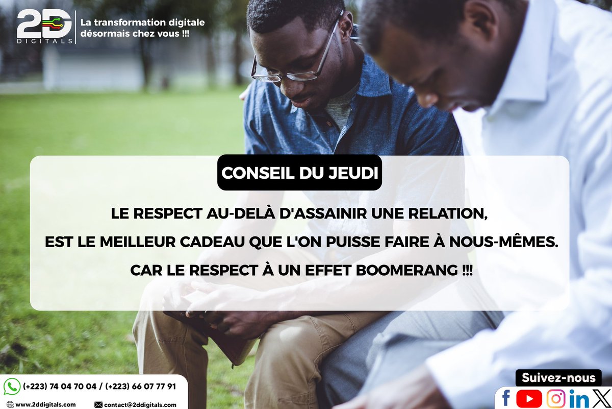 Conseil du jeudi 

La charité bien ordonnée commence par soi-même et le respect de l'autre dépend du respect que l'on accorde à notre propre personne !!!

Le respect est un comportement qui expose dans la plupart des cas, notre considération envers une personne.