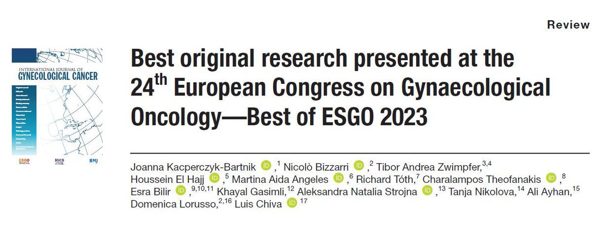 ENYGO_official's tweet photo. January is Cervical Cancer Awareness Month. In the Best of ESGO 2023 manuscript you can find best evaluated original research submitted to the annual @ESGO_society Congress in Istanbul, including abstracts on #cervicalcancer.

https://t.co/yYQJfC7SFE 
@IJGConline https://t.co/MmjIX1WORN