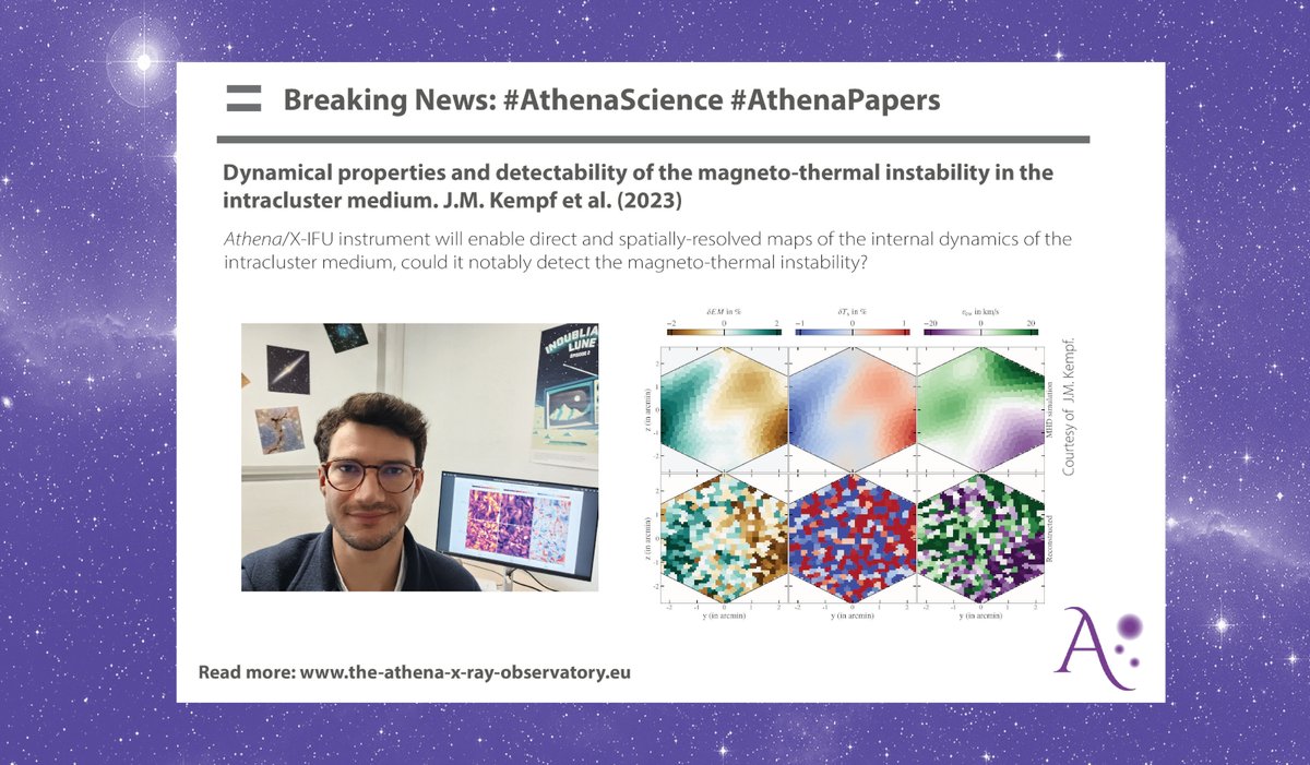 AthenaXobs's tweet photo. Bringing #AthenaScience @AthenaXIFU #AthenaPapers #Papertime!
✏️ Summary of the paper: Dynamical properties and detectability of the magneto-thermal instability in the intracluster medium, by J.M. Kempf @IRAP_France @Univ_Toulouse
🔗https://t.co/rsZqOotygR https://t.co/MwQRpT5LF5