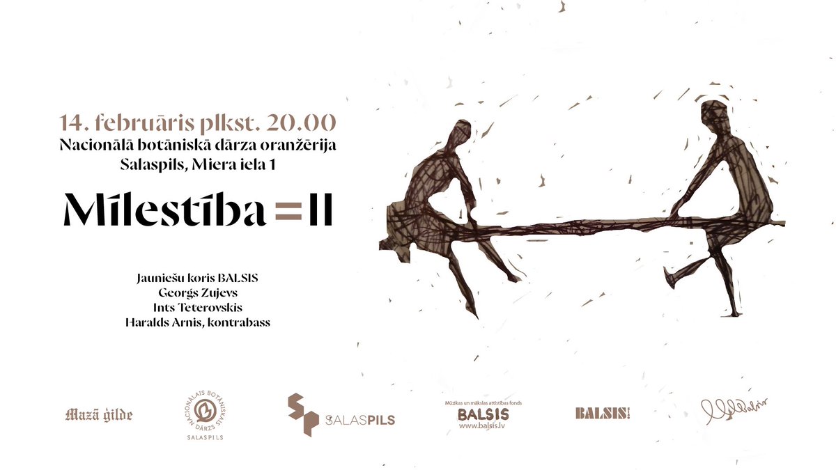14. februārī plkst. 20.00 Nacionālā botāniskā dārza oranžērijā, Salaspilī, mīļi gaidām uz koncertu - MĪLESTĪBA = II.

Bez mums būs Haralds Arnis (kontrabass), gaismu mākslinieks Ivars Vācers.

🎟️ Biļetes: ej.uz/wih4