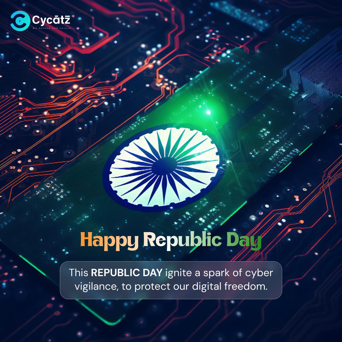 #CyCatz #Cybersecurity Happy Republic Day! 

Just as our nation stands strong with its principles, may your cybersecurity defenses be unyielding. Jai Hind! 🇮🇳🔐
 
#cyberawareness #cyberattack #mobilesecurity #emailsecurity #vendorriskmanagement #BrandMonitoring #RepublicDay