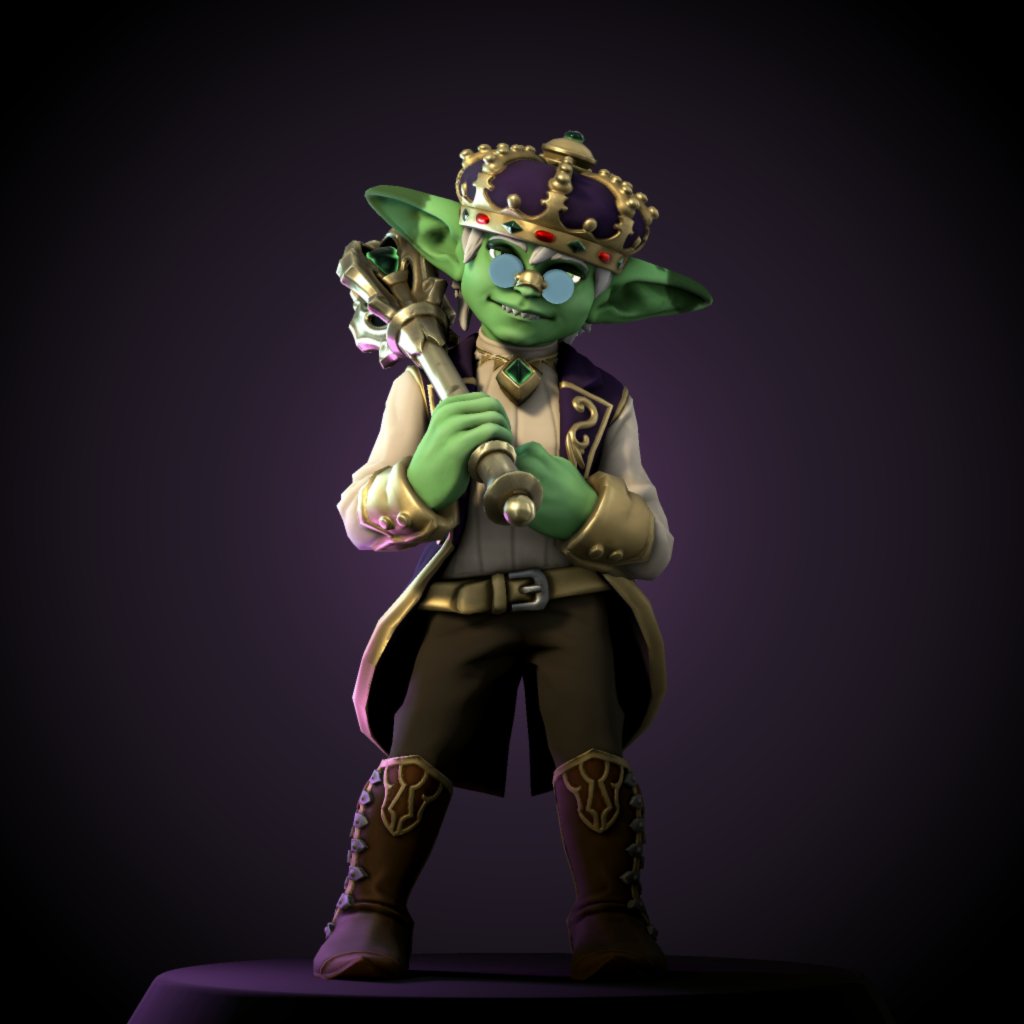 Ruby_LazyGoblin's tweet photo. Yesterday I finished the model of @GoblinGrg! Kitbashing isn't out yet so I couldn't give you a small crown, but I hope you still like it!
If you want to see more of my creations click #LazyForge!
This model was made using #HeroForge! https://t.co/24KIN6rL0N