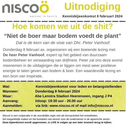 Donderdag 8 februari is er een interessante kennisbijeenkomst voor leden en belangstellenden met <a href="/PeterVanhoof17/">Peter Vanhoof</a> Hoe komen we uit de shit? #mest
landbouwagenda.nl/evenement/7235…