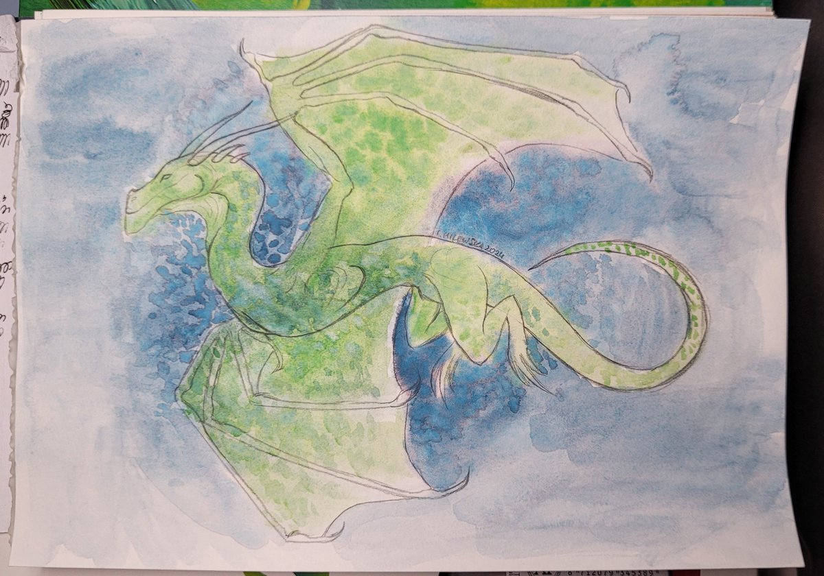 LadyFromEast's tweet photo. Sketchy watercolour sketch #art #dragon #watercolour #traditionalart https://t.co/621VShRDB6