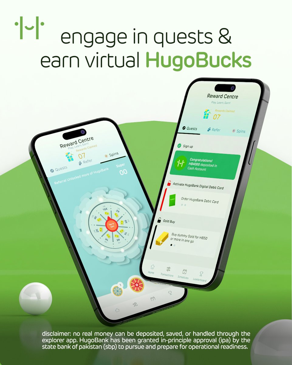 HugoBank_pk's tweet photo. Dive into our Reward Centre and complete quests by exploring the app to earn HugoBucks.📱✨
#HugoBank #HugoBucks #HugoExplorer #ExplorerApp #DigitalBank #Pakistan https://t.co/IhMqP4HoBU