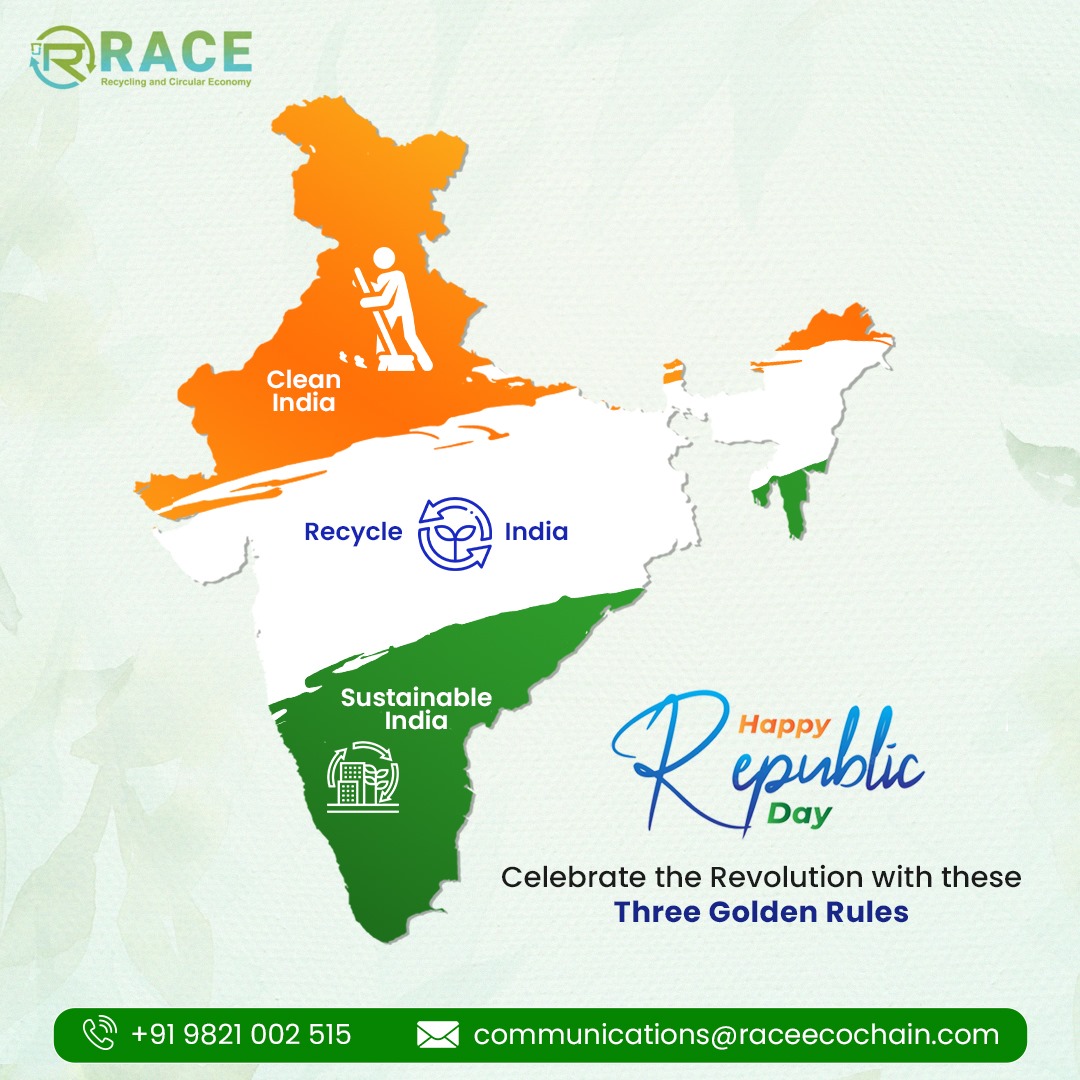 Let's celebrate the spirit of democracy and sustainability hand in hand. Together, let's build a nation that thrives on eco-friendly choices.

#RepublicDay2024 #SustainableIndia #GreenRevolution #RaceEco #SustainableSolutions #SocialResponsibility #wastemanagement
