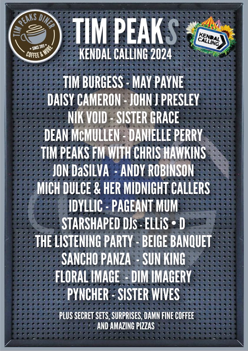 Tim Burgess (@tim_burgess) on Twitter photo A closer look at the Tim Peaks line up for <a href="/KendalCalling/">Kendal Calling 🦌</a>
Secret sets, surprises, The <a href="/LlSTENlNG_PARTY/">Tim's Listening Party</a> <a href="/nikvoid/">Nik Colk Void</a>
@floralimageband
@dimimagery
<a href="/pyncher/">pyncher</a>
<a href="/sisterwivesband/">Sister Wives</a>
<a href="/happydazealways/">Happy Daze</a> <a href="/danielleperry/">DANIELLE PERRY</a> <a href="/johnjpresley/">John J Presley</a> <a href="/chris_hawkins/">Chris Hawkins</a> <a href="/jondasilva/">Jonathan Dasilva</a>
<a href="/michdulce/">Mich Dulce</a> <a href="/deanmuncie_/">Dean McMullen</a> & loads more A closer look at the Tim Peaks line up for <a href="/KendalCalling/">Kendal Calling 🦌</a>
Secret sets, surprises, The <a href="/LlSTENlNG_PARTY/">Tim's Listening Party</a> <a href="/nikvoid/">Nik Colk Void</a>
@floralimageband
@dimimagery
<a href="/pyncher/">pyncher</a>
<a href="/sisterwivesband/">Sister Wives</a>
<a href="/happydazealways/">Happy Daze</a> <a href="/danielleperry/">DANIELLE PERRY</a> <a href="/johnjpresley/">John J Presley</a> <a href="/chris_hawkins/">Chris Hawkins</a> <a href="/jondasilva/">Jonathan Dasilva</a>
<a href="/michdulce/">Mich Dulce</a> <a href="/deanmuncie_/">Dean McMullen</a> & loads more